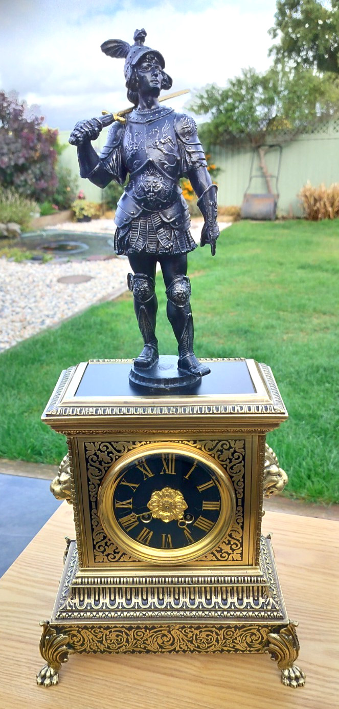 Decorative Antique French Figural Mantel Clock by Japy Freres c1880