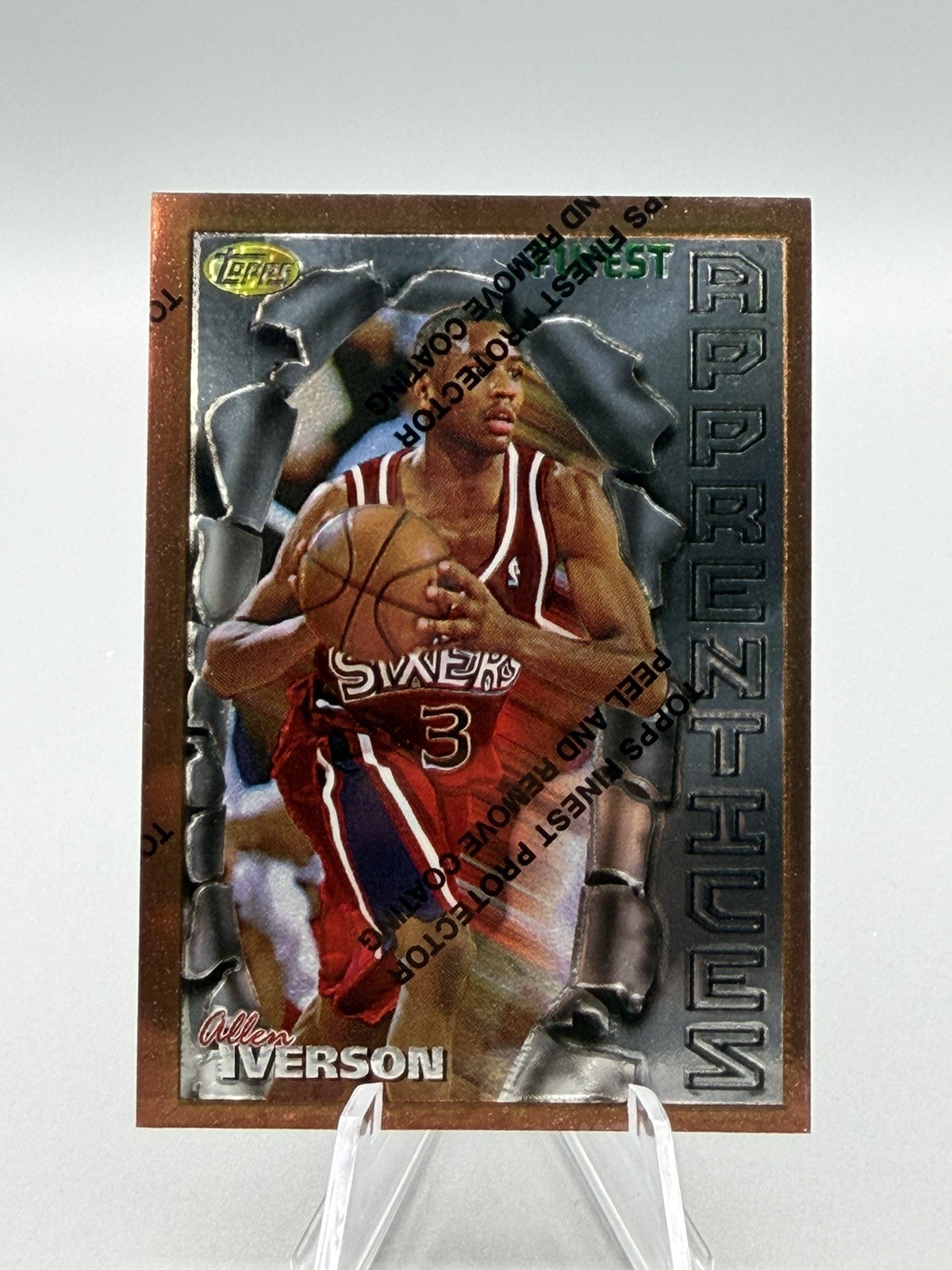 1996 Topps Finest Allen Iverson Bronze With Coating Rookie RC #69