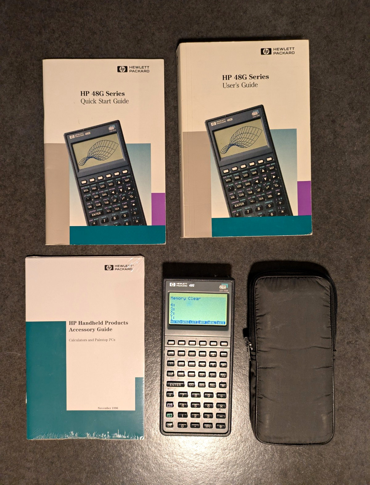 Vintage HP 48G Graphing Calculator RPN - Tested w/ Case, 3 Manuals Bundle