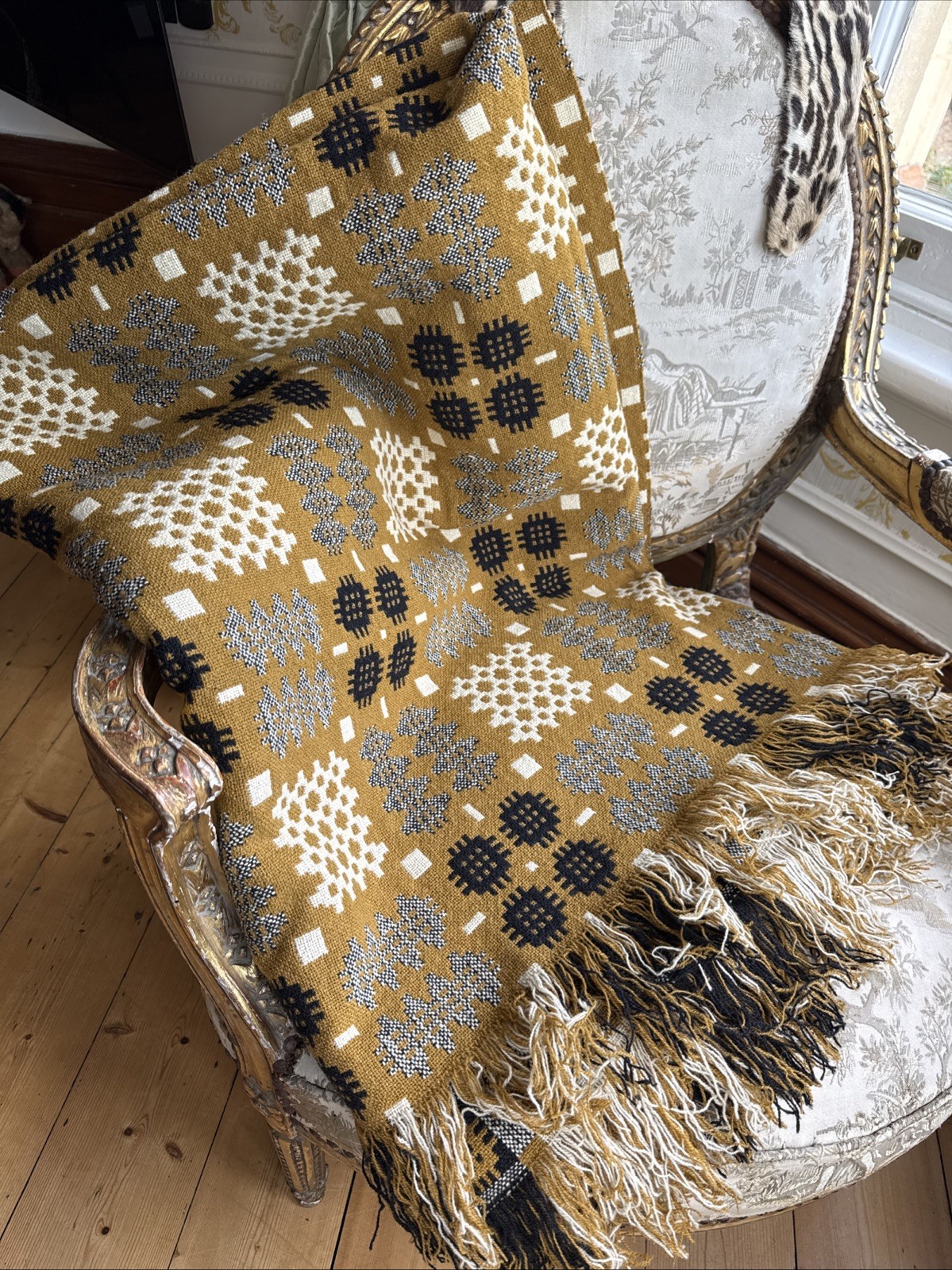 Vintage Welsh Double Cloth Blanket With Derw Label 97” x 65”