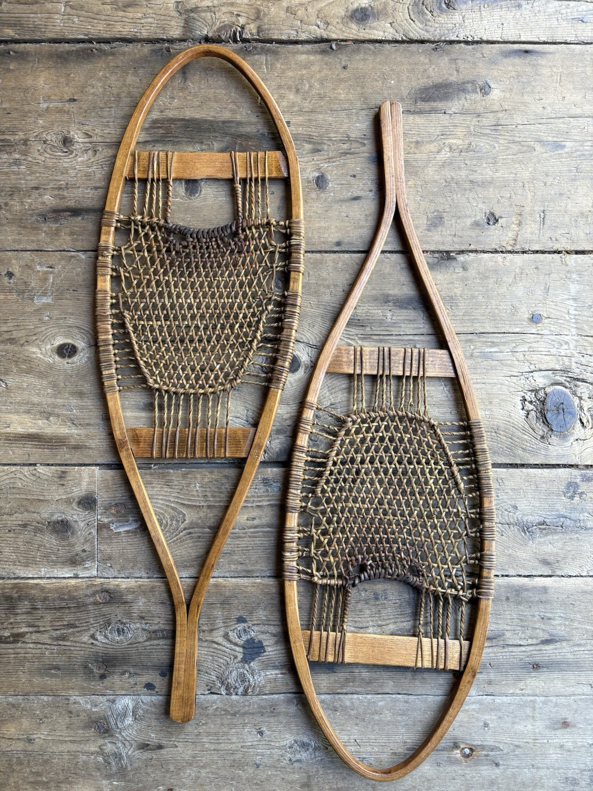 Vintage Snowshoes Wall Hangers Unique 34” Long