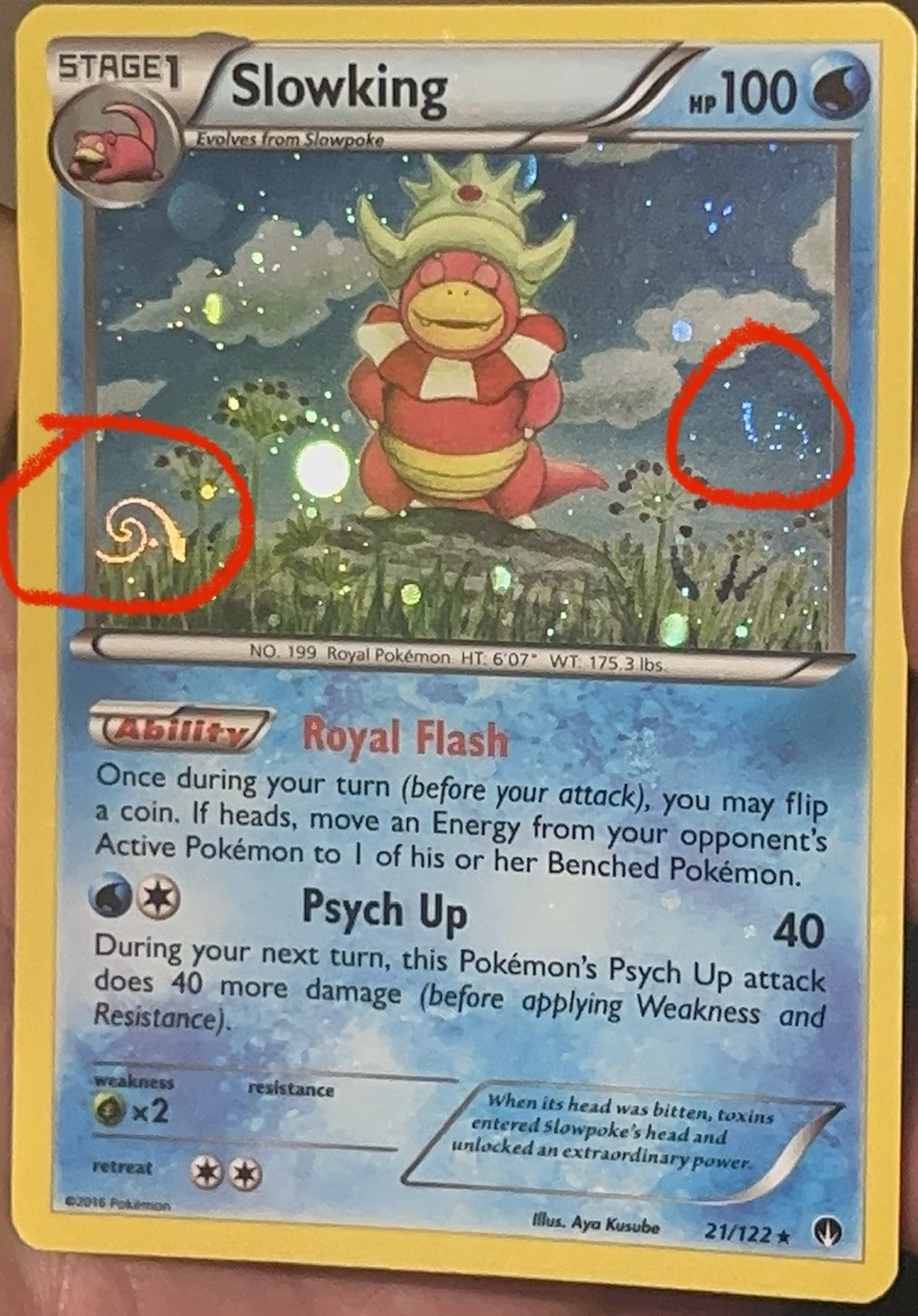 2 HD GALAXY SWIRL 🌀 Slowking 21/122 BREAKpoint Promo Cosmos Holo BLEED ERROR✨