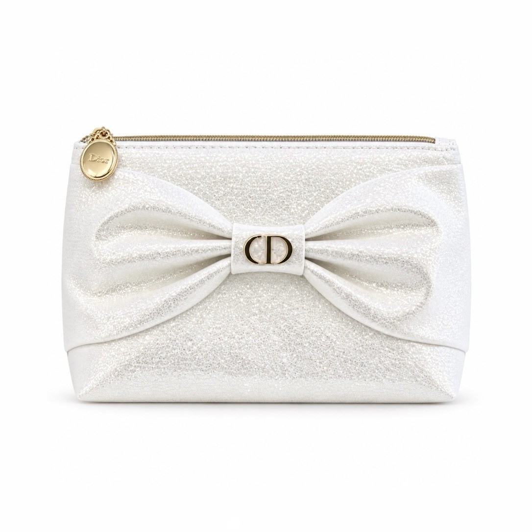 Dior Holiday 2026 Glitter Bow Cosmetic Pouch White Medallion Limited [Pre-Order]