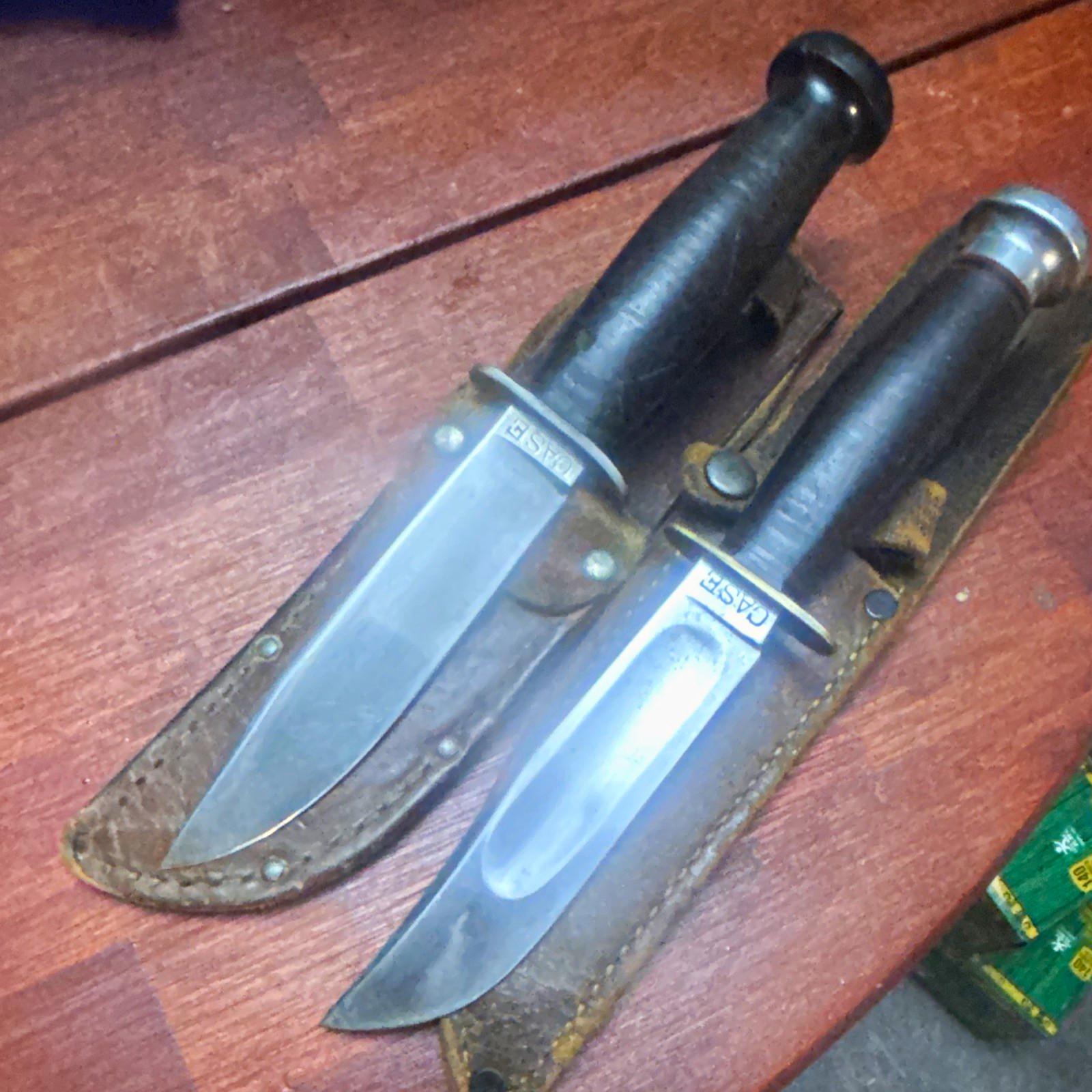 Ww2 Vintage Case Lot 2 Fixed Blade Knives Stainless Clip Point w/ Sheaths