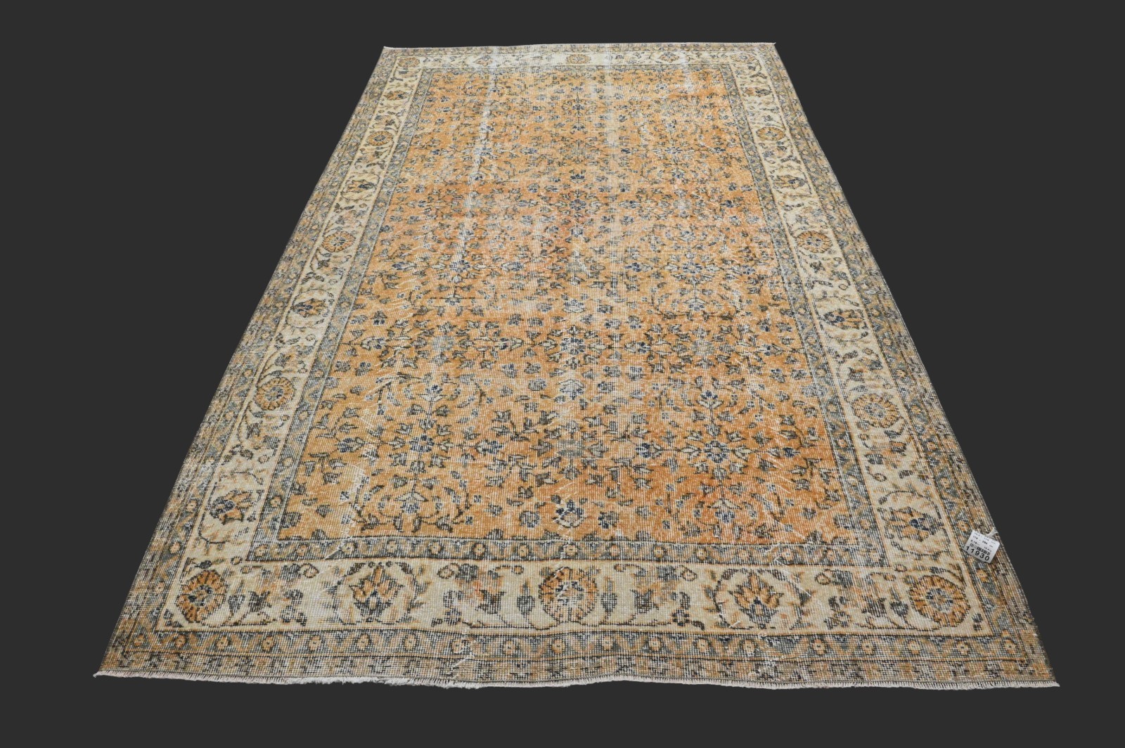 Vintage Turkish Oushak Rug, Orange 6x9 ft, Handmade Wool, Bohemian Anatolian