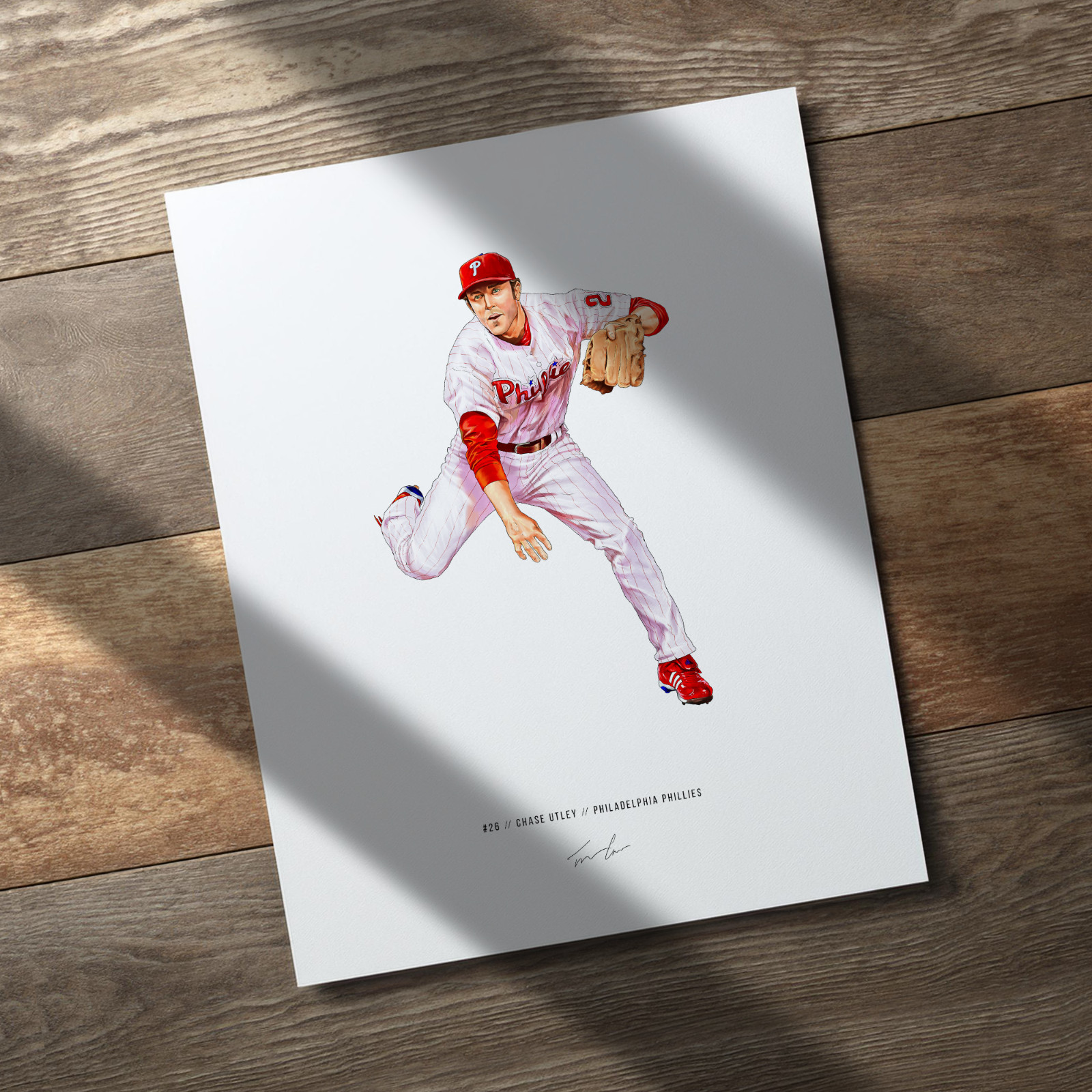 Chase Utley Philadelphia Phillies V2 Baseball 8x10 Print Poster Art Illustrated