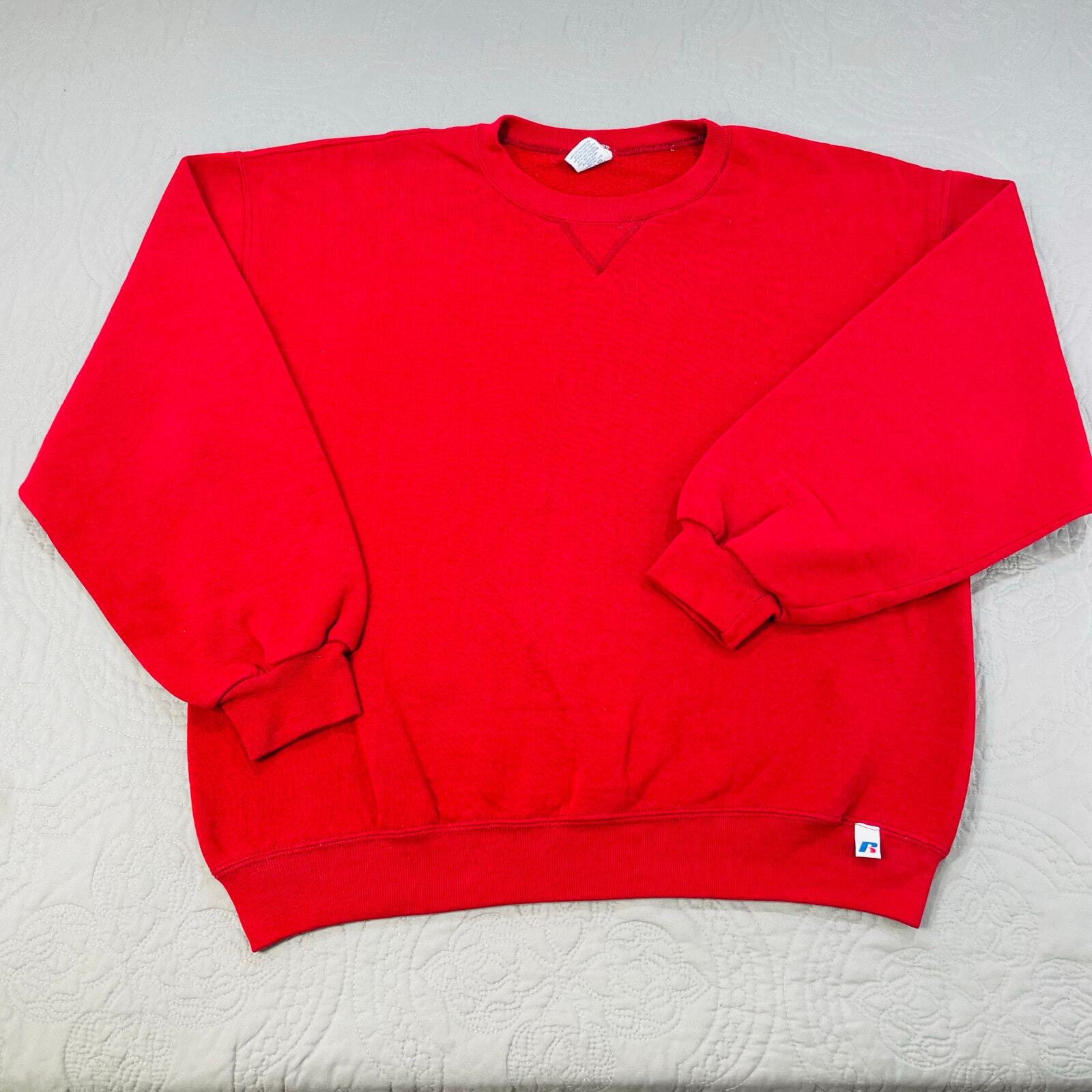 VTG Russell Sweatshirt Mens Large Red Crewneck Pullover Athletic Mexico Blank