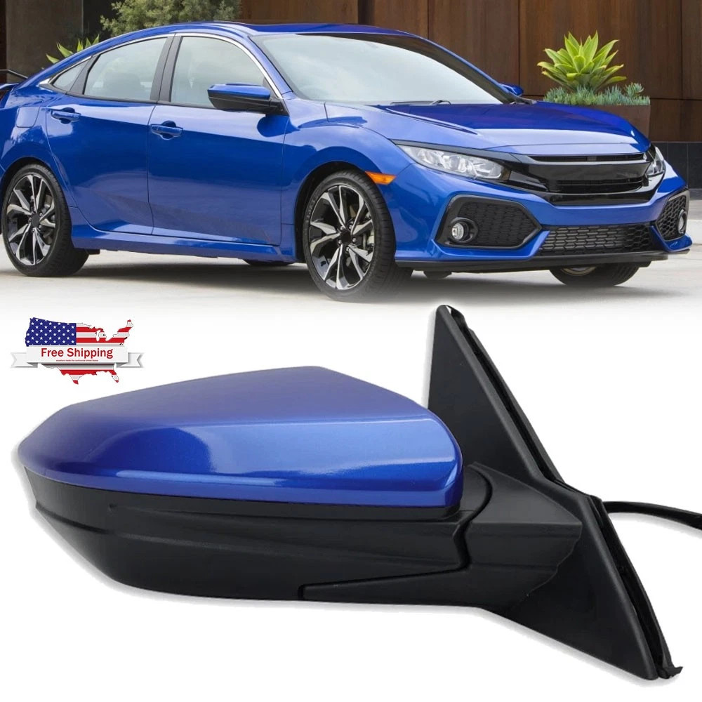 Passenger Right Side Mirror Blue Manual Fold For Honda Civic 2016-2020 2021 3Pin