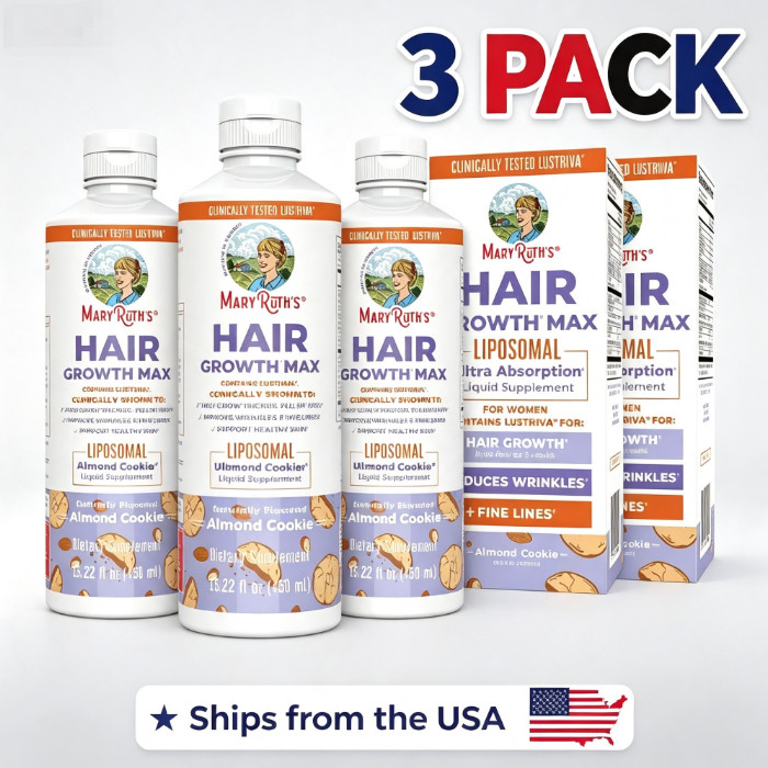 3x MaryRuth Organics Growth Hair Womens MAX | Liposomal with Lustriva®+Biotin