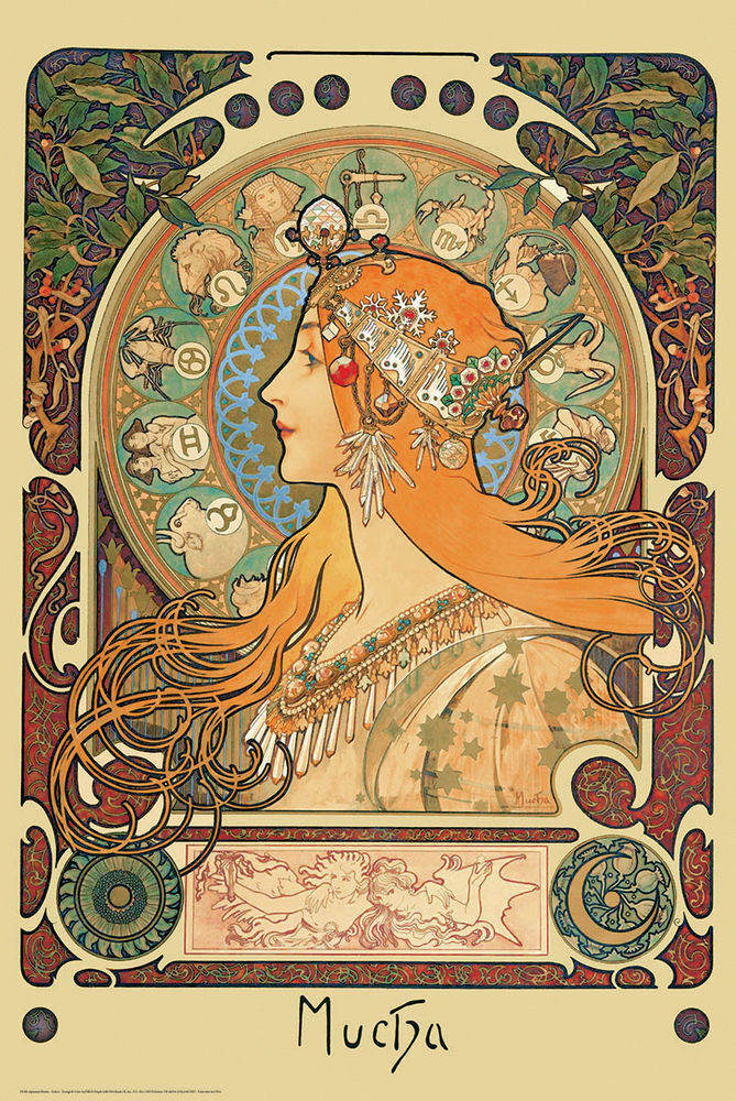 Alphonse Mucha\'s Zodiac Art Poster- 24\ Alphonse Mucha\'s Zodiac Art Poster- 24\