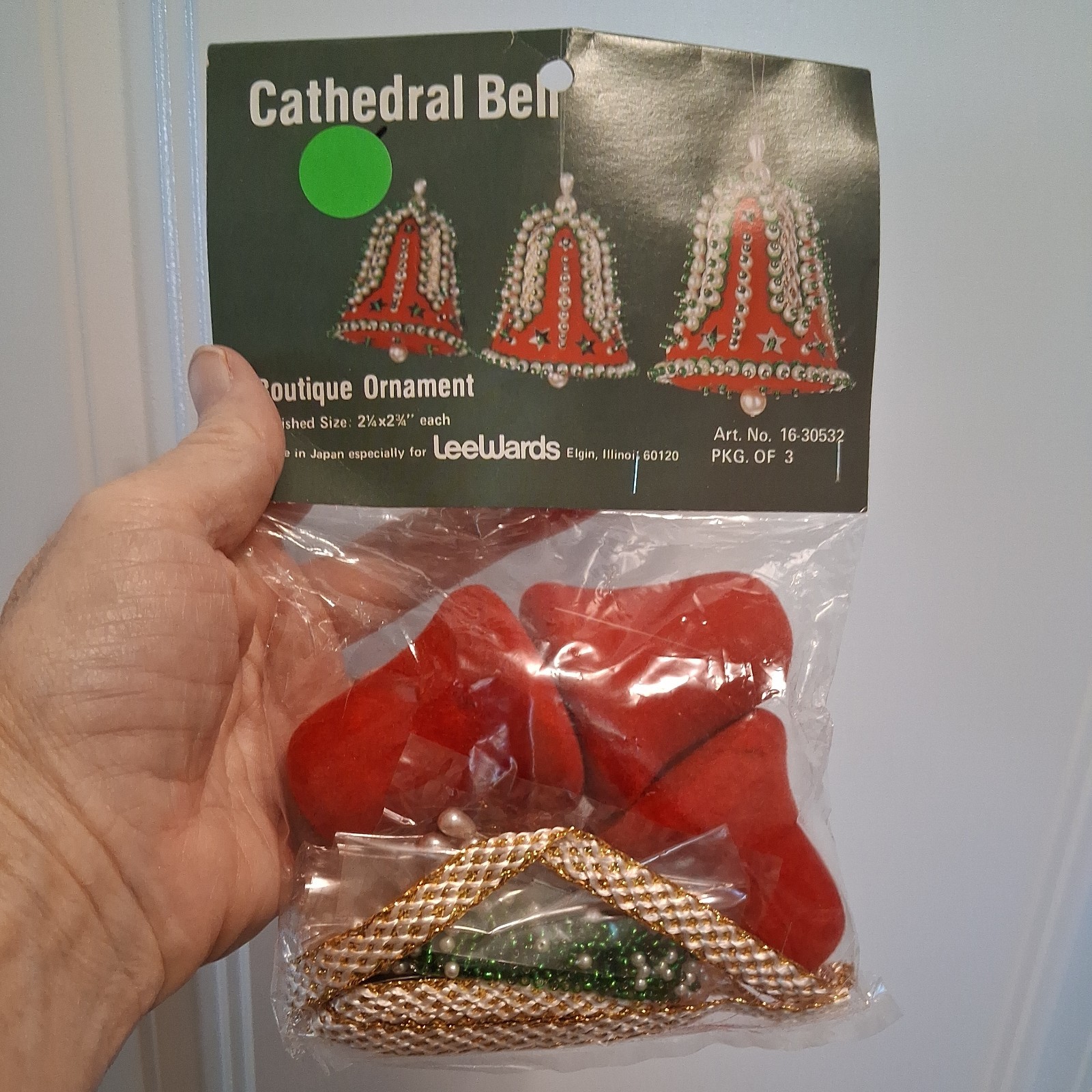 Cathedral Bell Boutique Ornament Craft Kit By LeeWards Red White With Beads Cathedral Bell Boutique Ornament Craft Kit By LeeWards Red White With Beads
