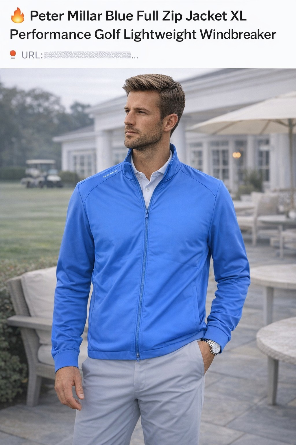 Men Peter Millar Crown Sport Jacket XL Blue Full  Golf Lifestyle Country Club