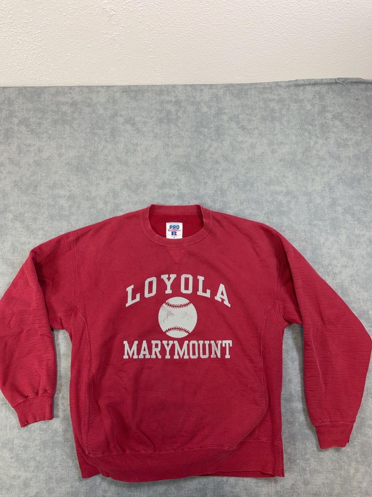 Vintage Loyola Marymount Lions Sweatshirt Mens XL Red Baseball Russell Athletic
