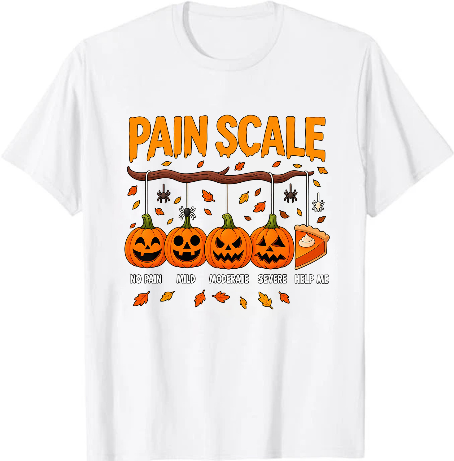 Funny Pain Scale Pumpkin Trauma Nurse Halloween Unisex T-Shirt Multicolor