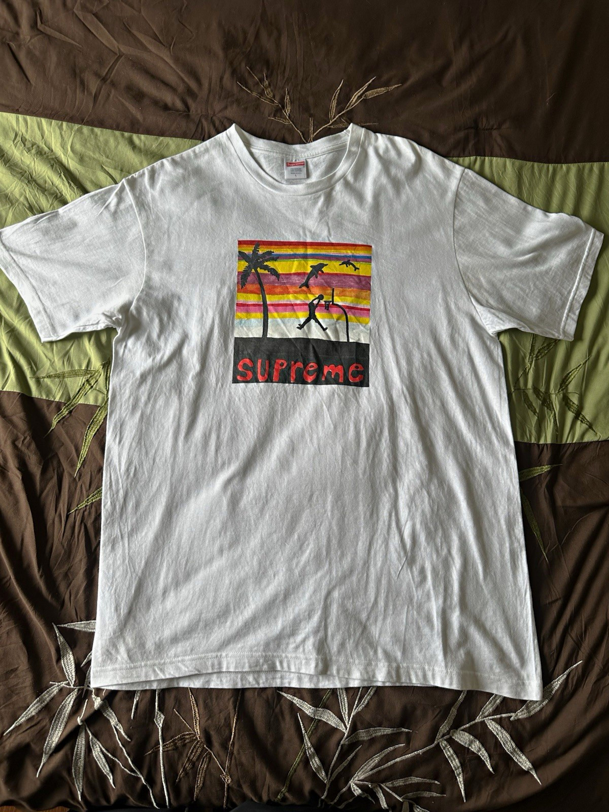 Supreme Men’s L White Graphic Logo Preshrunk Cotton “Dunk” Tee