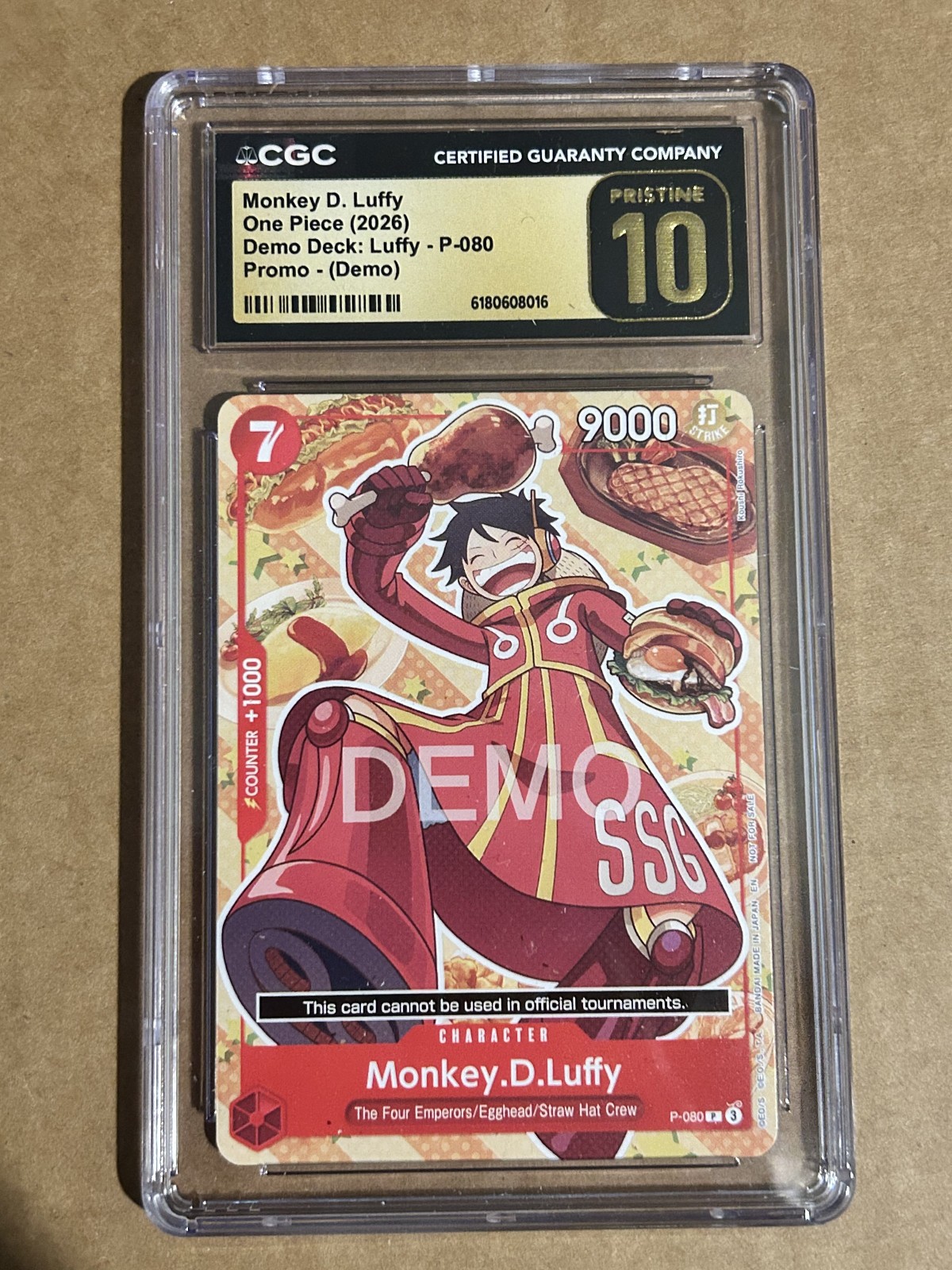LOW POP Monkey.D.Luffy  P-080 One Piece Demo Stamp CGC Pristine 10