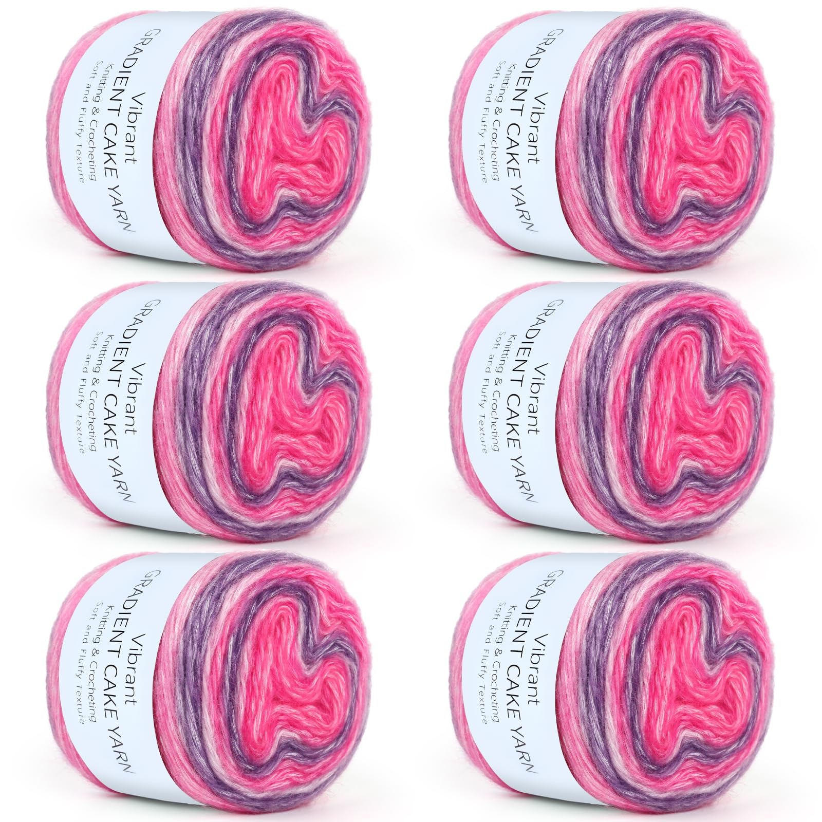 Aeelike Cake Yarn for Crocheting, Soft Ombre 6 pcs, Lotus Purple Gradient