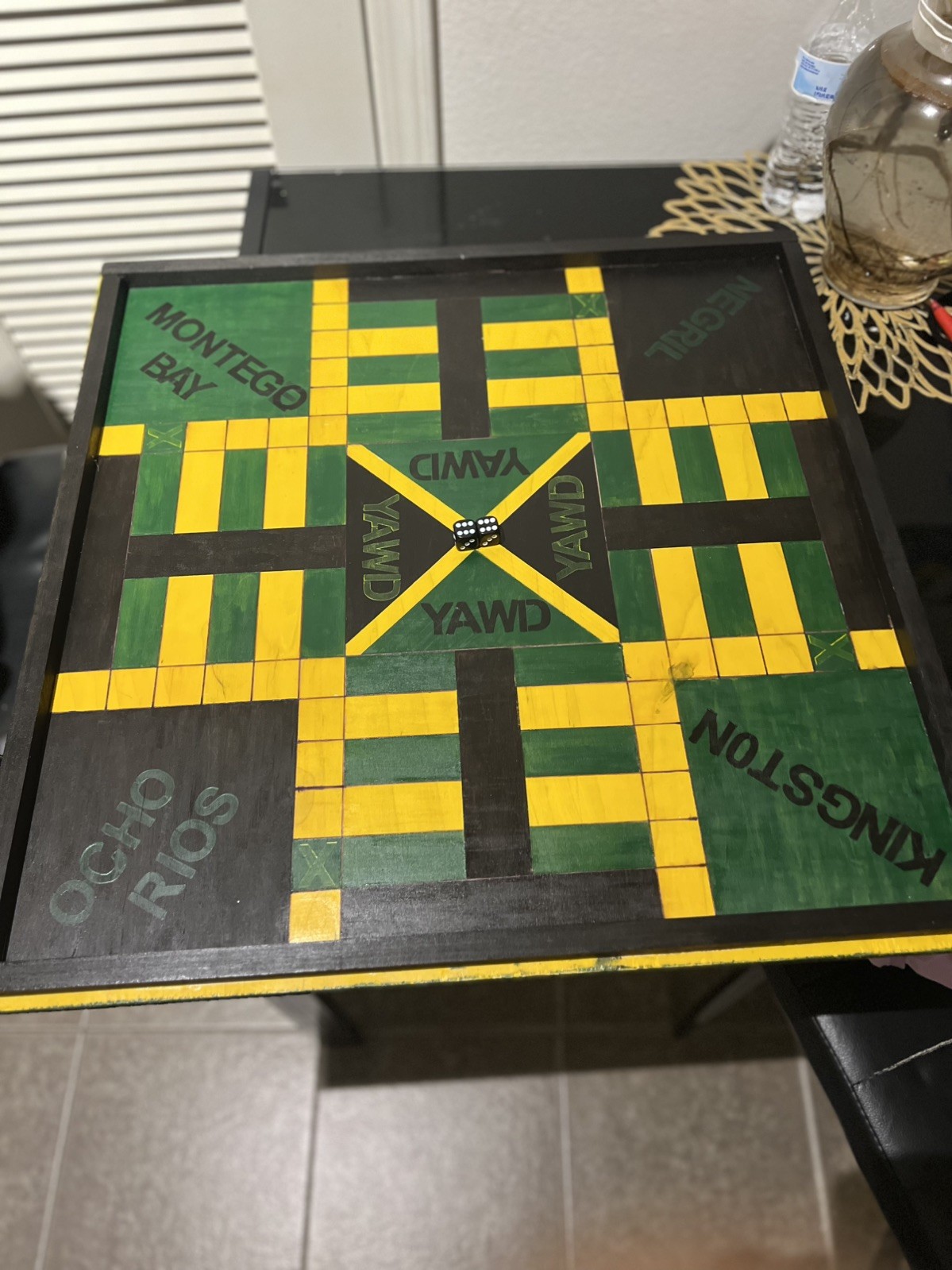 Handmade Jamaican Ludi & Checkers Board 24x24” Double Sided 