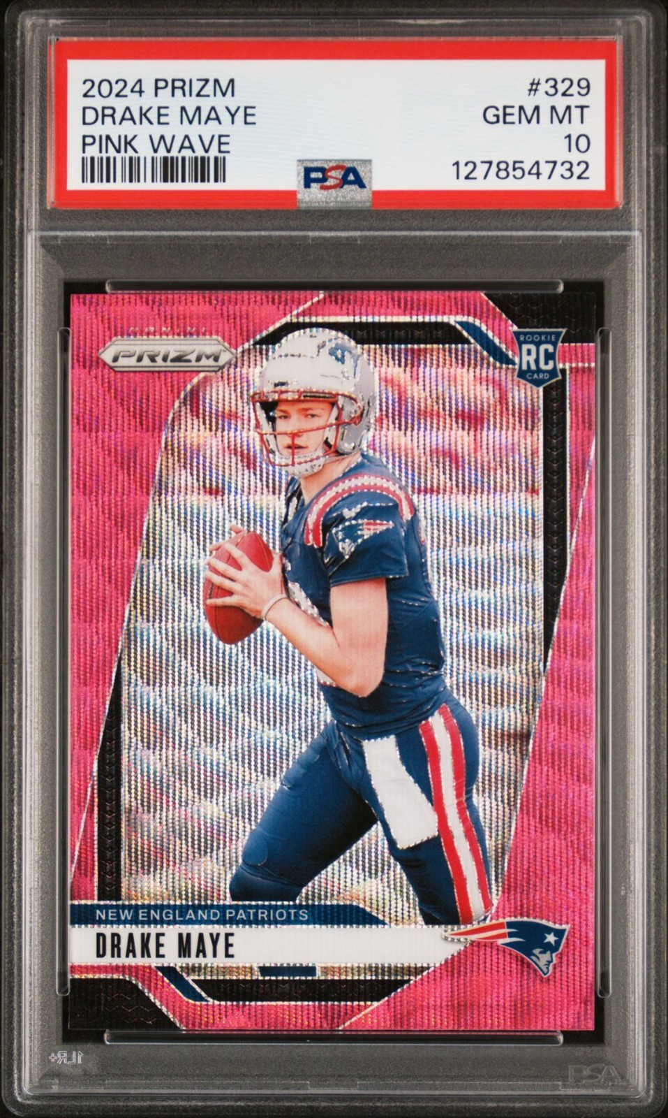 Drake Maye 2024 Panini Prizm PSA 10 Pink Wave Rookie Card #329 Gem Mint Drake Maye 2024 Panini Prizm PSA 10 Pink Wave Rookie Card #329 Gem Mint