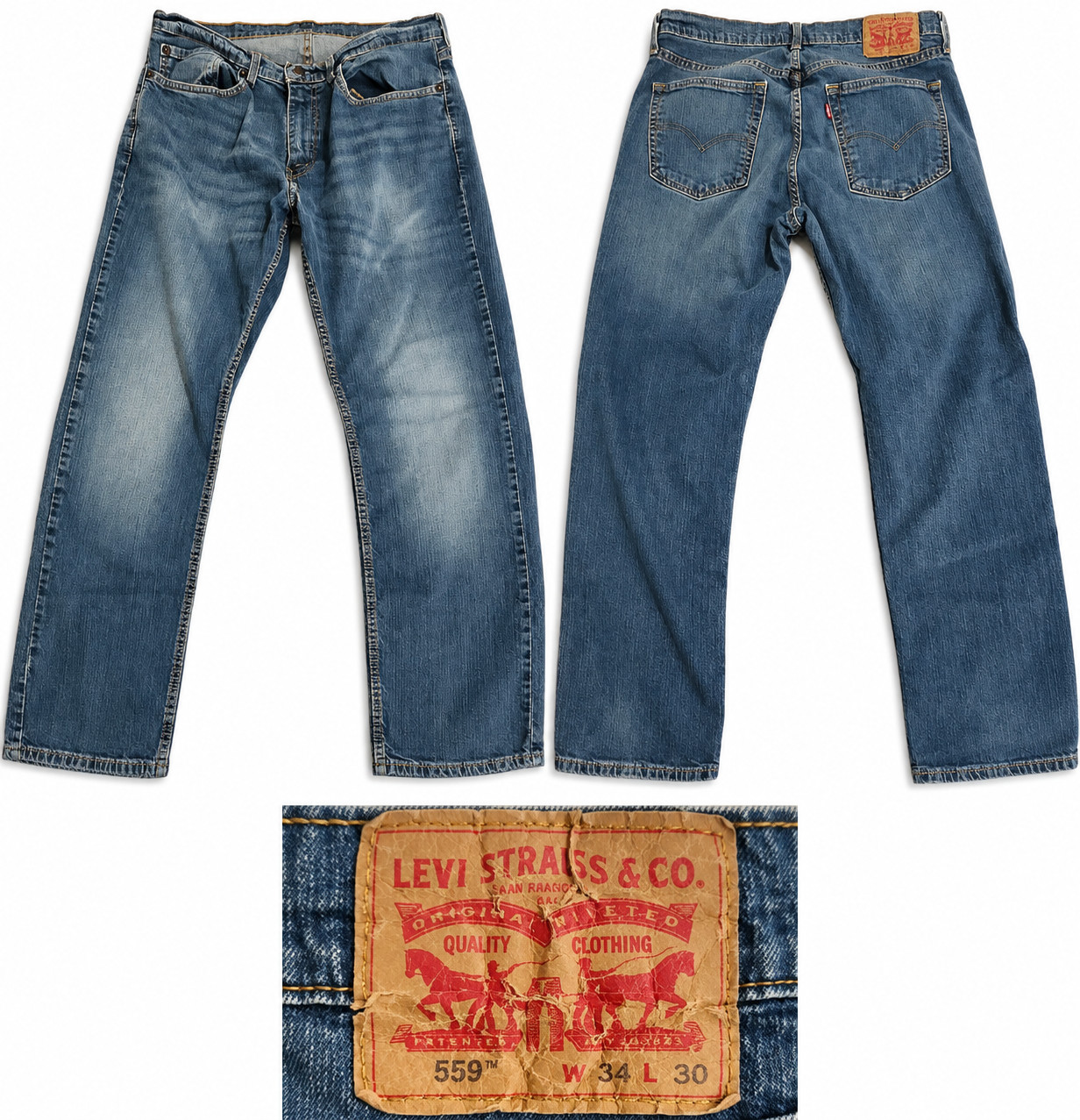 Levi’s 559 Men’s Jeans W34 L30 – Blue Denim – Classic Fit – Pre-Owned