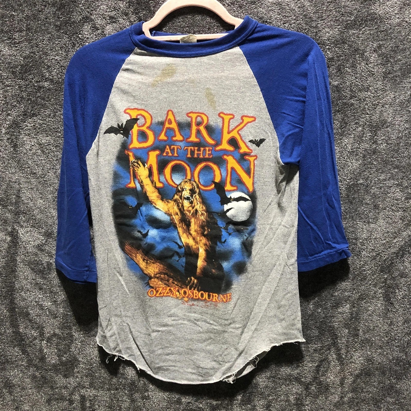 Vintage Tour Sportswear Shirt Mens M Gray Ozzy Osbourne Bark At The Moon