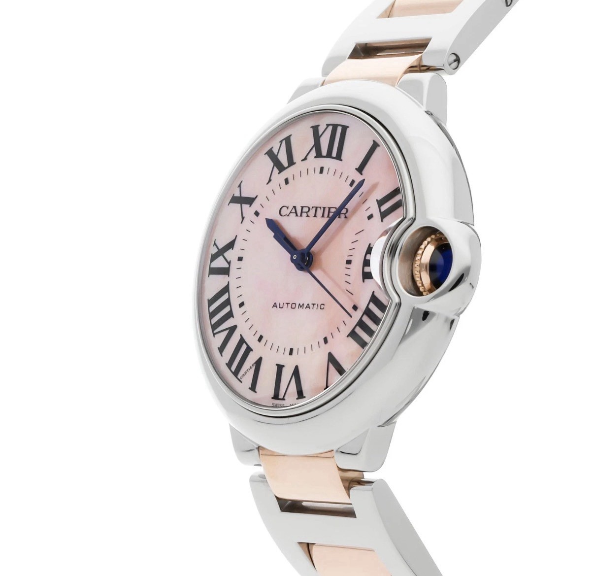 Cartier Ballon Bleu Steel and Gold Automatic 36mm Pink MOP Dial Bracelet