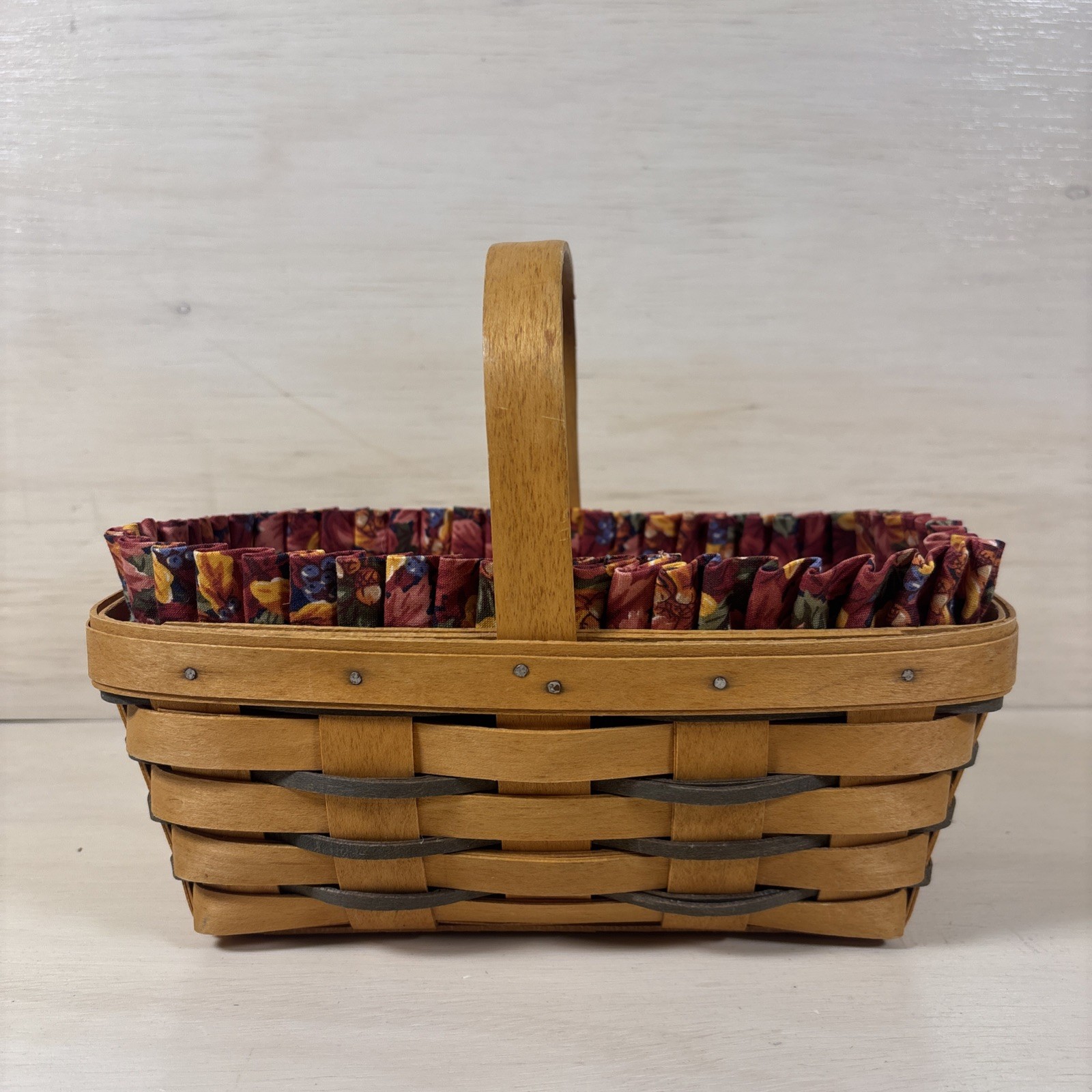 Longaberger 1997 Heartland Small Chore Basket Set With Fall Foliage Fabric Liner