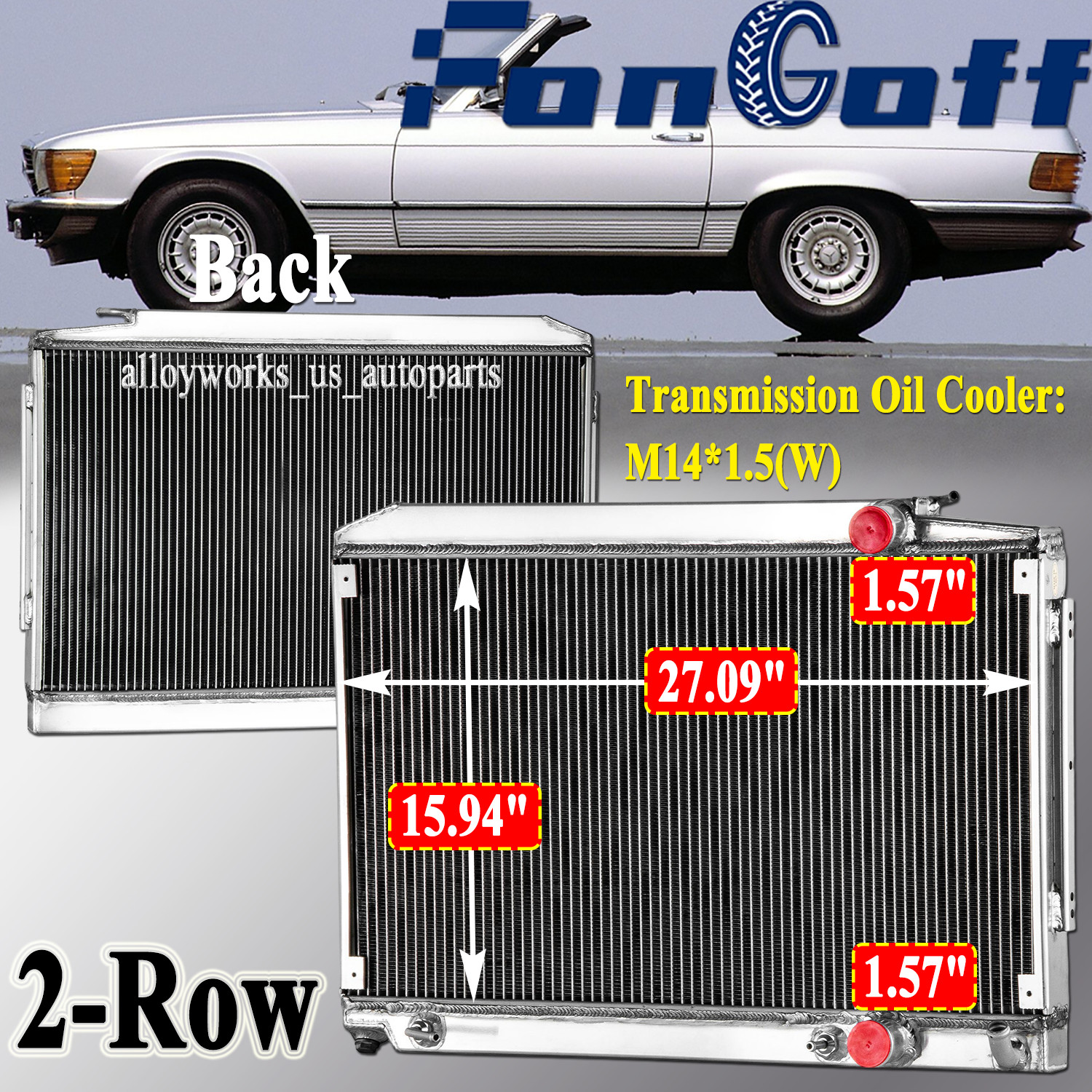 #1075011701 2-Rows Radiator Fit Mercedes SL R107 C107 380 SL SLC #1075011401 USA