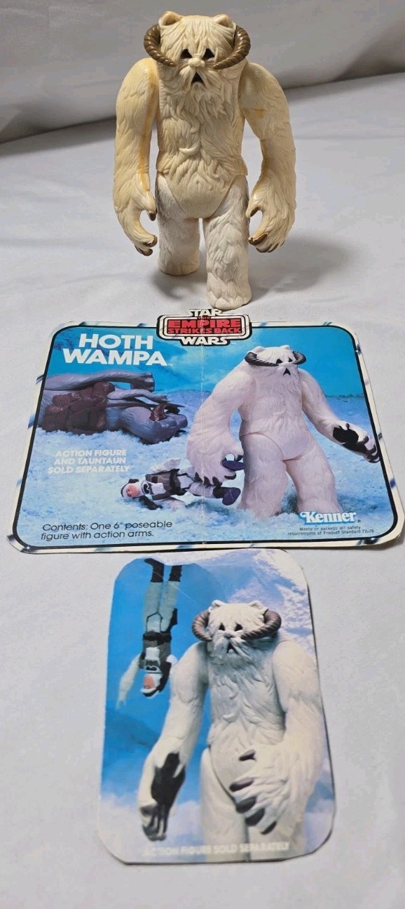 Vintage 1981 Kenner Star Wars Hoth Wampa Figure w/ Original Box Art Cutout Panel