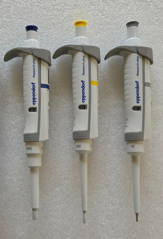 Eppendorf Research Plus Pipettes 1000, 100 & 10 uL: Calibrated, New Seal Eppendorf Research Plus Pipettes 1000, 100 & 10 uL: Calibrated, New Seal