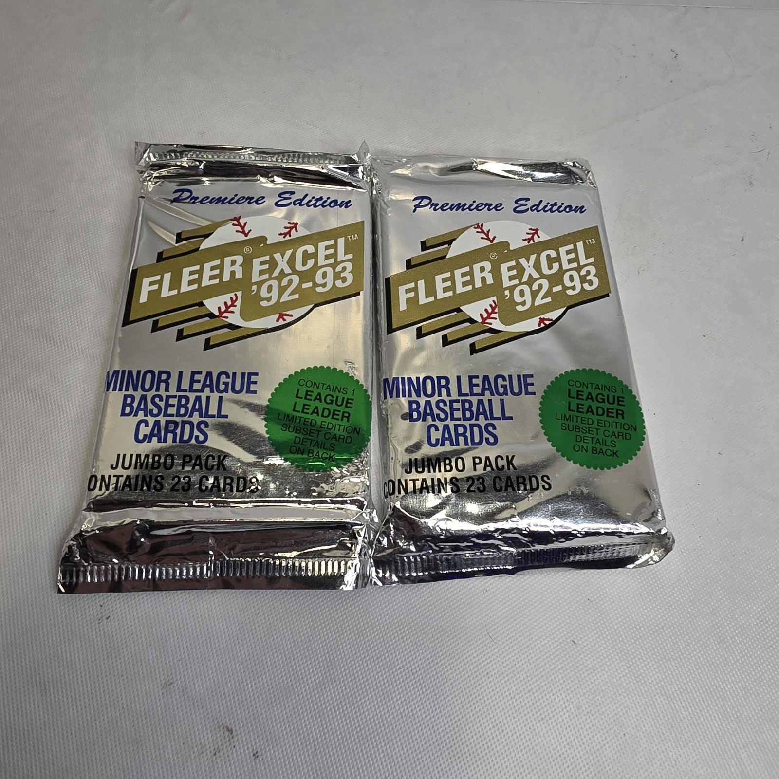 Lot Of 2x 1992-93 Fleer Excel Minor League Jumbo Packs — Possible Jeter Chipper