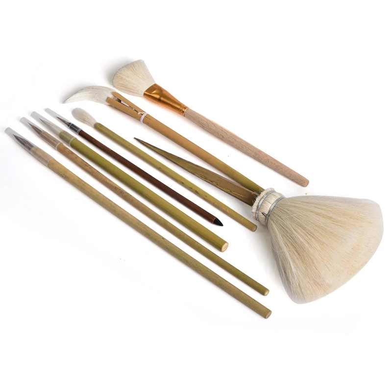 8 Pieces Pottery Ceramic Paint Brush Kit,Multi-Purpose Brushes for Hook Lining