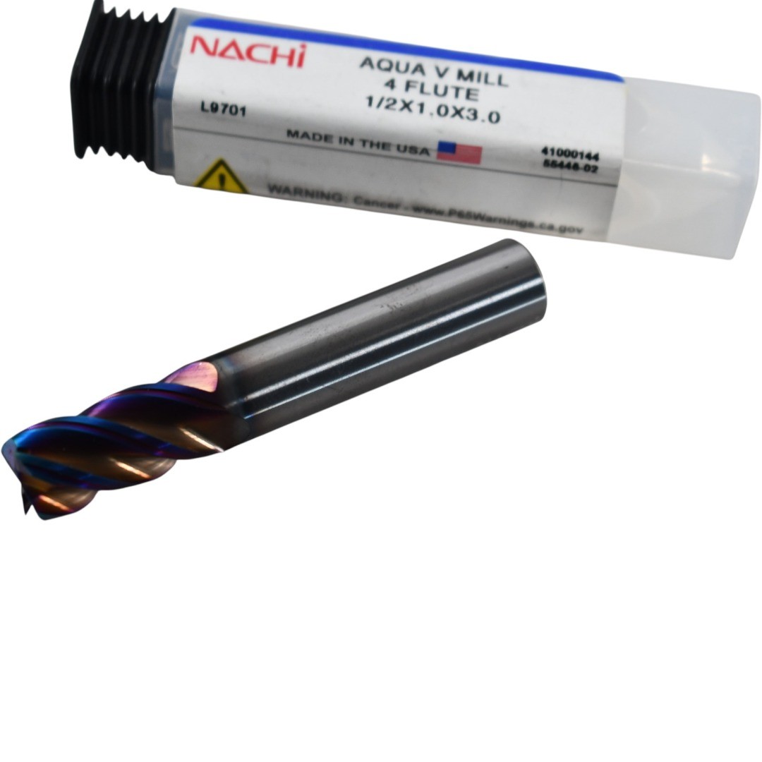 NEW Nachi L9701 41000144 Aqua V Mill Solid Carbide Square End Mill 1/2 x 1.0 x 3
