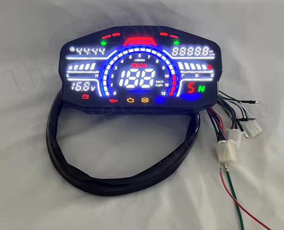 Universal LED LCD Motorcycle  Gauge Cluster Kawasaki Street Fighter Cafe Racer