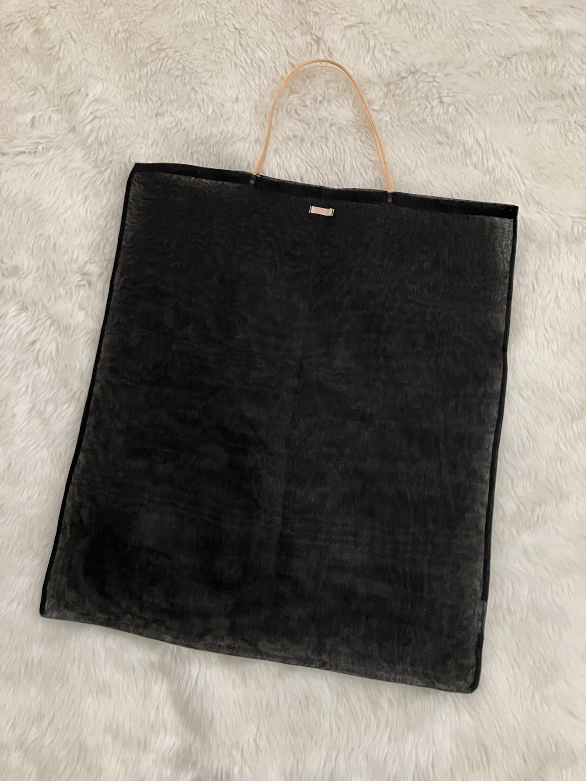 DOSA Light Weight Black Sheer Cotton Organza-like Tote Bag 18.75 X 21.5 Inches