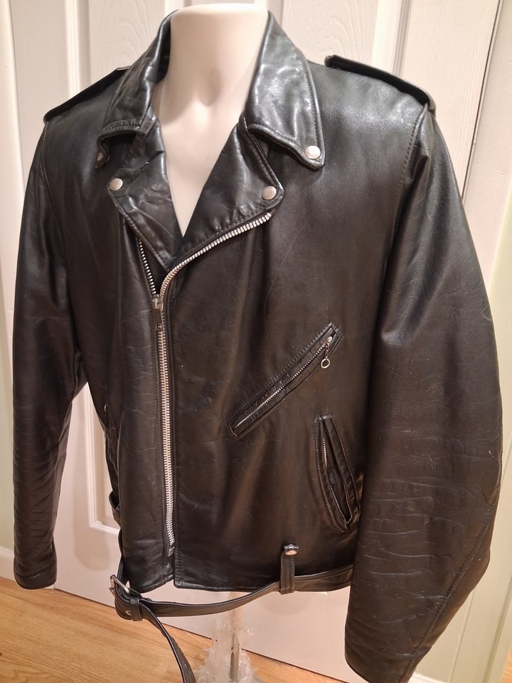 Harley-Davidson 44 Tall 1970s AMF Cycle Champ Vintage Leather Jacket 98100-59VM