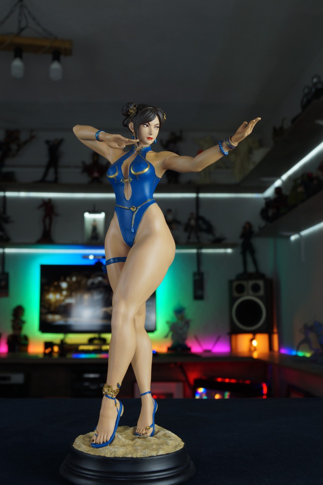 Custom 3D Printed Chun-Li Figure – Street Fighter Hand-Painted Statue UV Resin