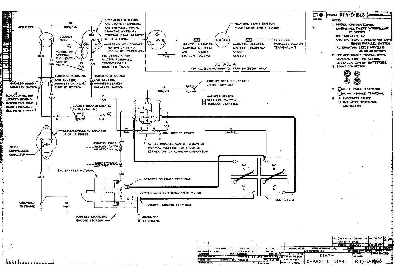 1978-1979  Kenworth W900 Conventional Truck Electrical Wiring Diagram Manual