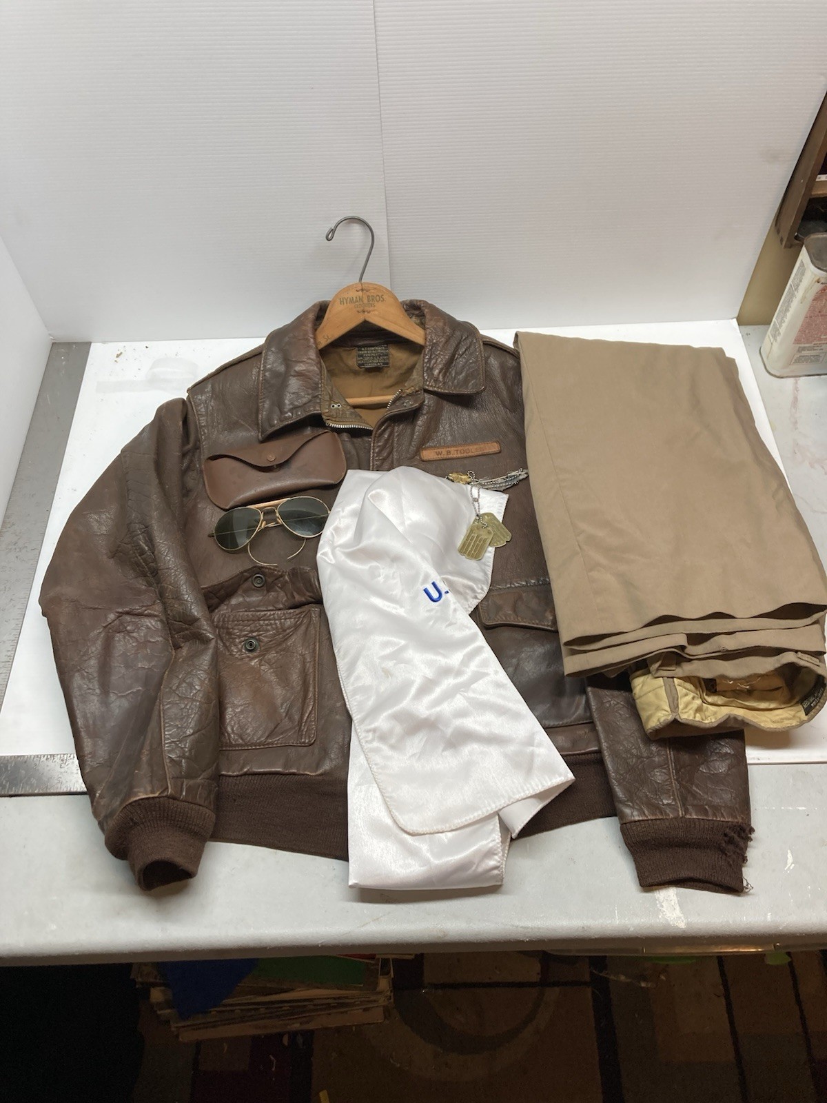 Original WW2 A-2 Leather Flight Jacket Size 40 Aero Leather Co. Authentic