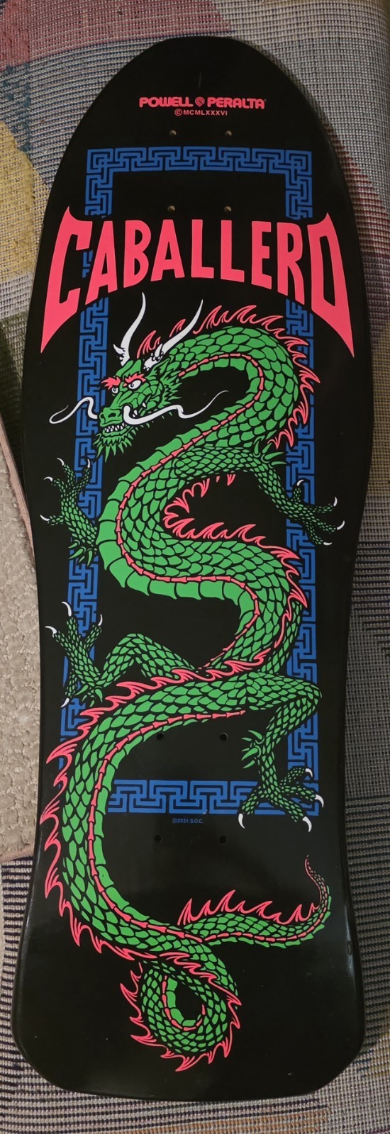 **Powell Peralta Steve Caballero Chinese Dragon Black Light Skateboard Deck Hawk