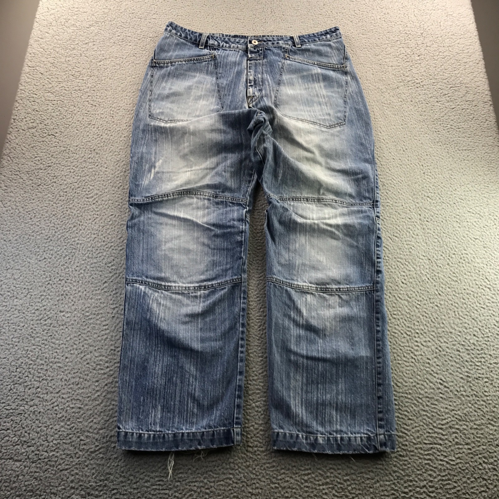 Vtg Marithe Francois Girbaud Jean Men 38x33 Baggy Faded Distressed Double Knee