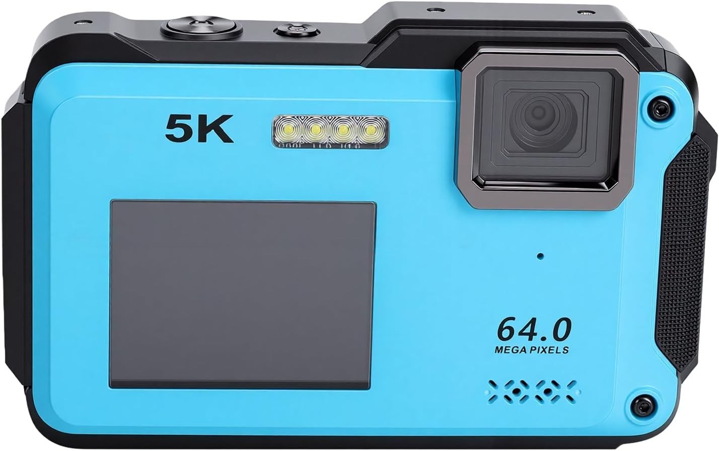 5K Underwater Digital Camera, 64MP 16X Zoom Dual Screen Water Proof