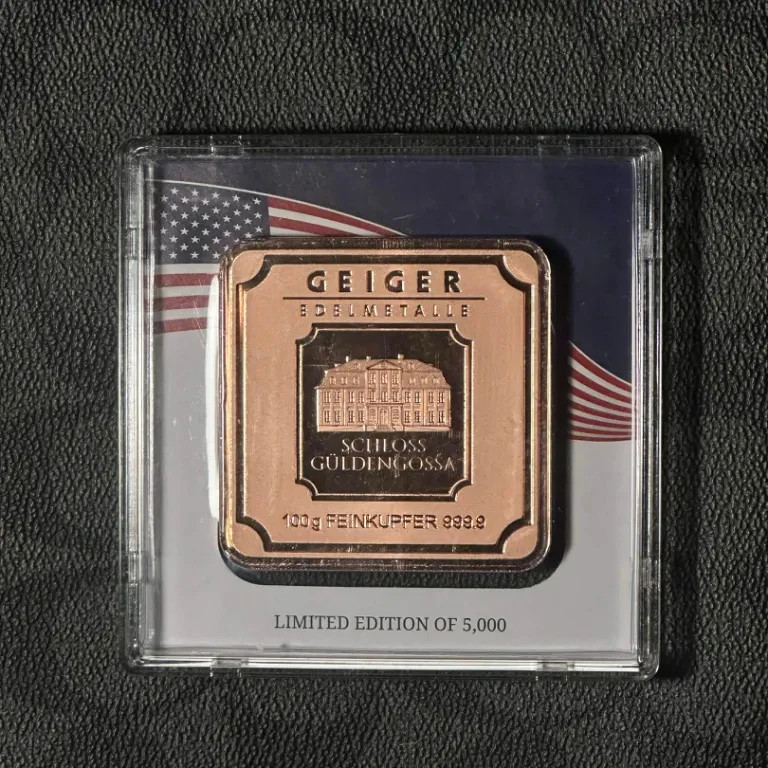 Geiger Edelmetalle 100 Gram Fine Copper Bar in Assay