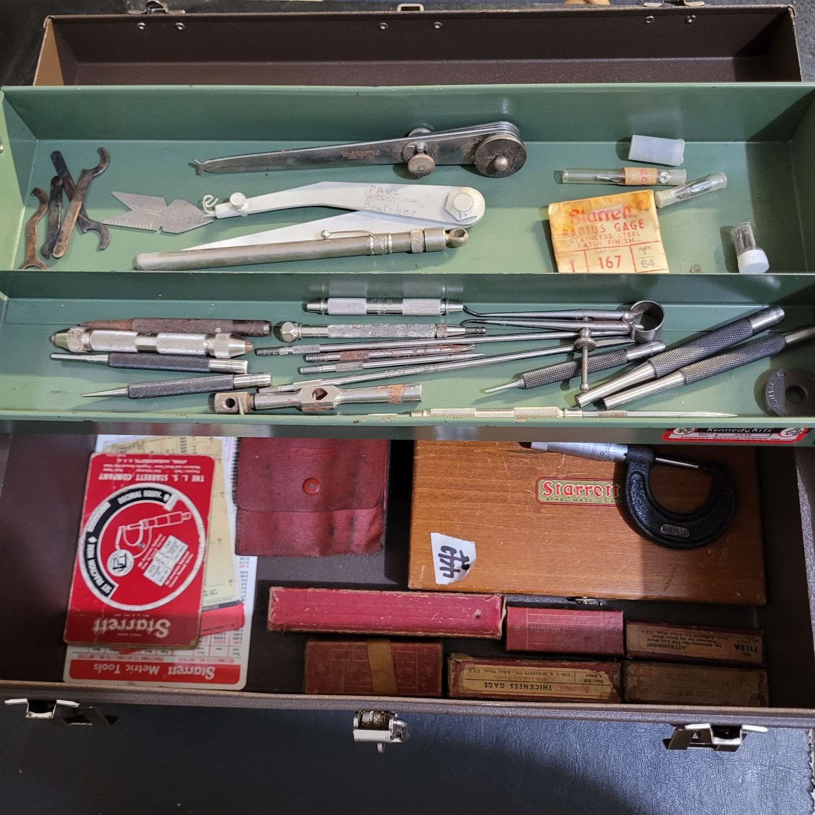 Starrett Machinist Tools In Kennedy Toolbox VINTAGE USA