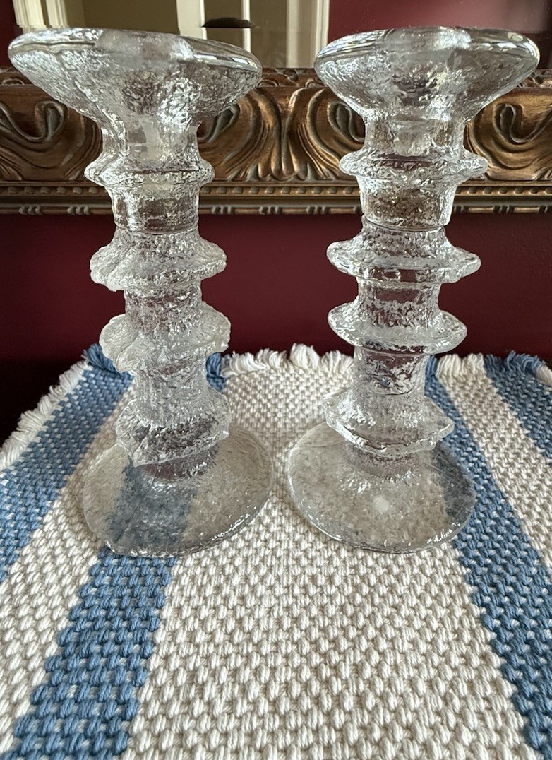 Iittala Timo Sarpaneva FESTIVO 4 Ring Scandinavian Glass Candleholder Set of 2 Iittala Timo Sarpaneva FESTIVO 4 Ring Scandinavian Glass Candleholder Set of 2