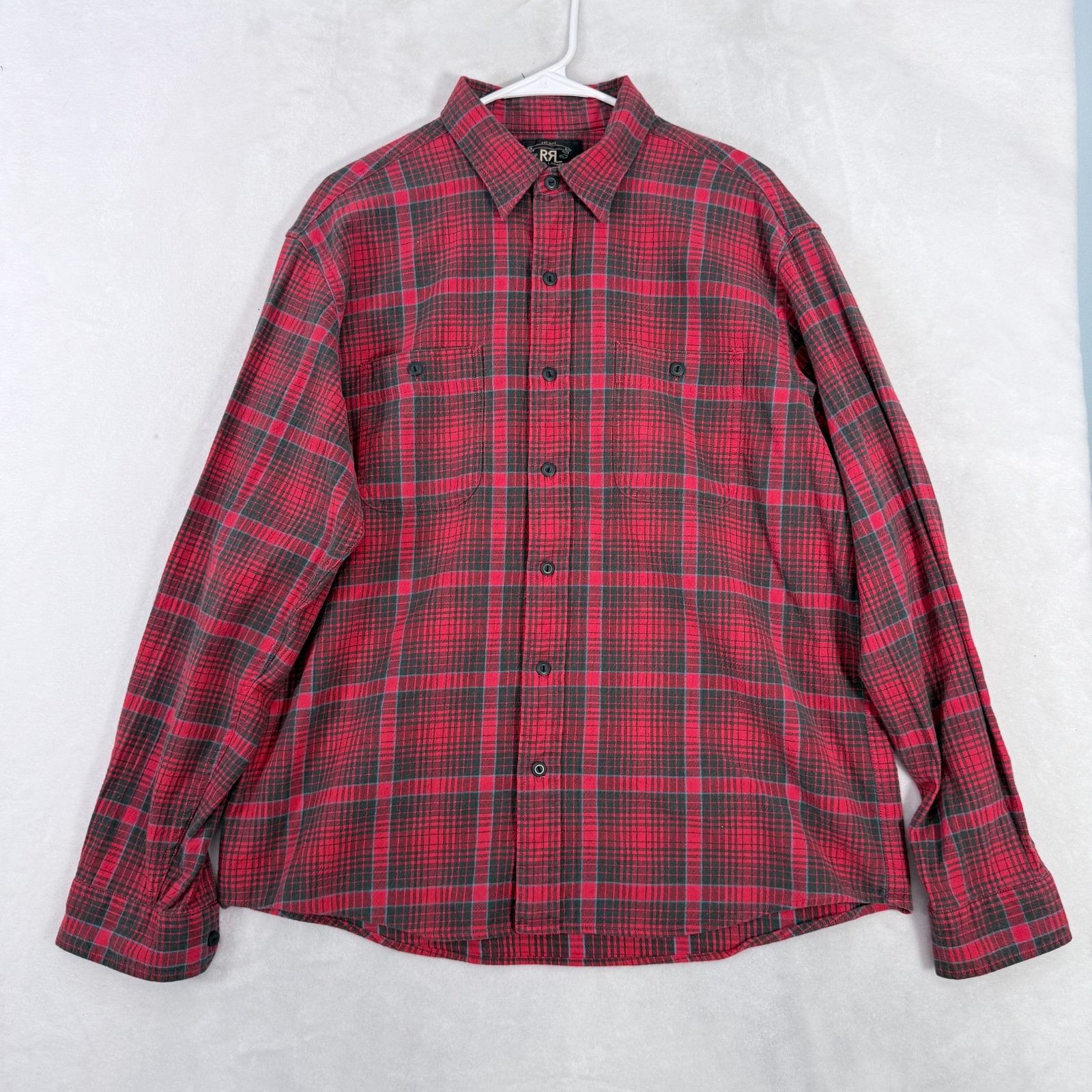 RRL Ralph Lauren Shirt Mens L Red Plaid Outdoor Pocket Button Up RRL Ralph Lauren Shirt Mens L Red Plaid Outdoor Pocket Button Up
