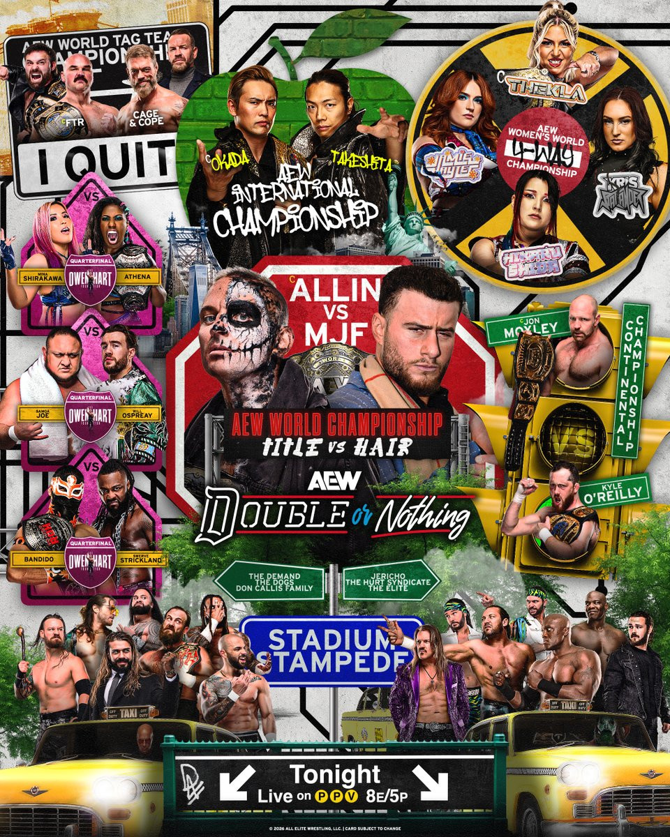 AEW Double Or Nothing Poster MJF Darby Allin Okada Moxley AEW Double Or Nothing Poster MJF Darby Allin Okada Moxley