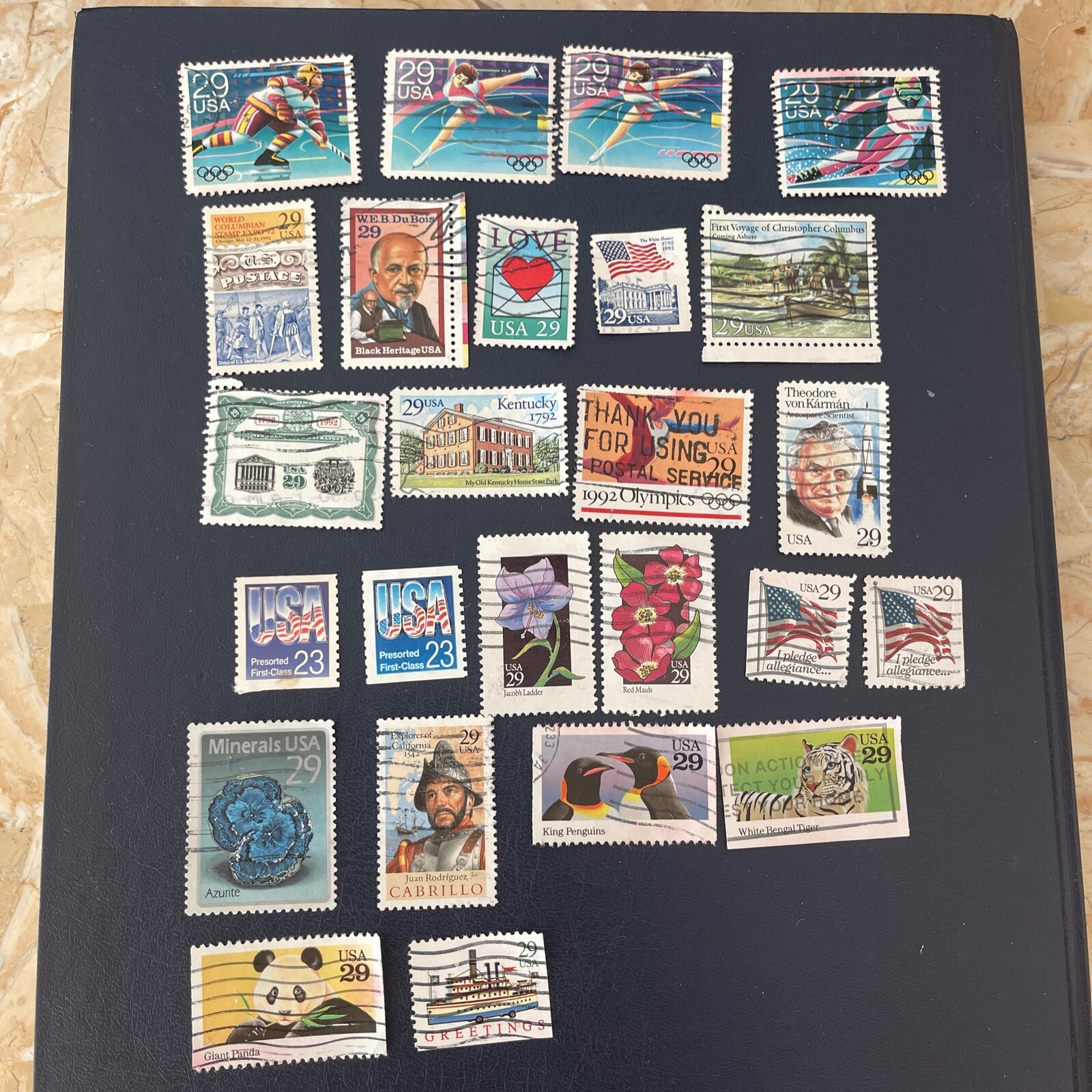 US 1992 Commemorative Year Lot Of 25 Stamps, Used, See Photos