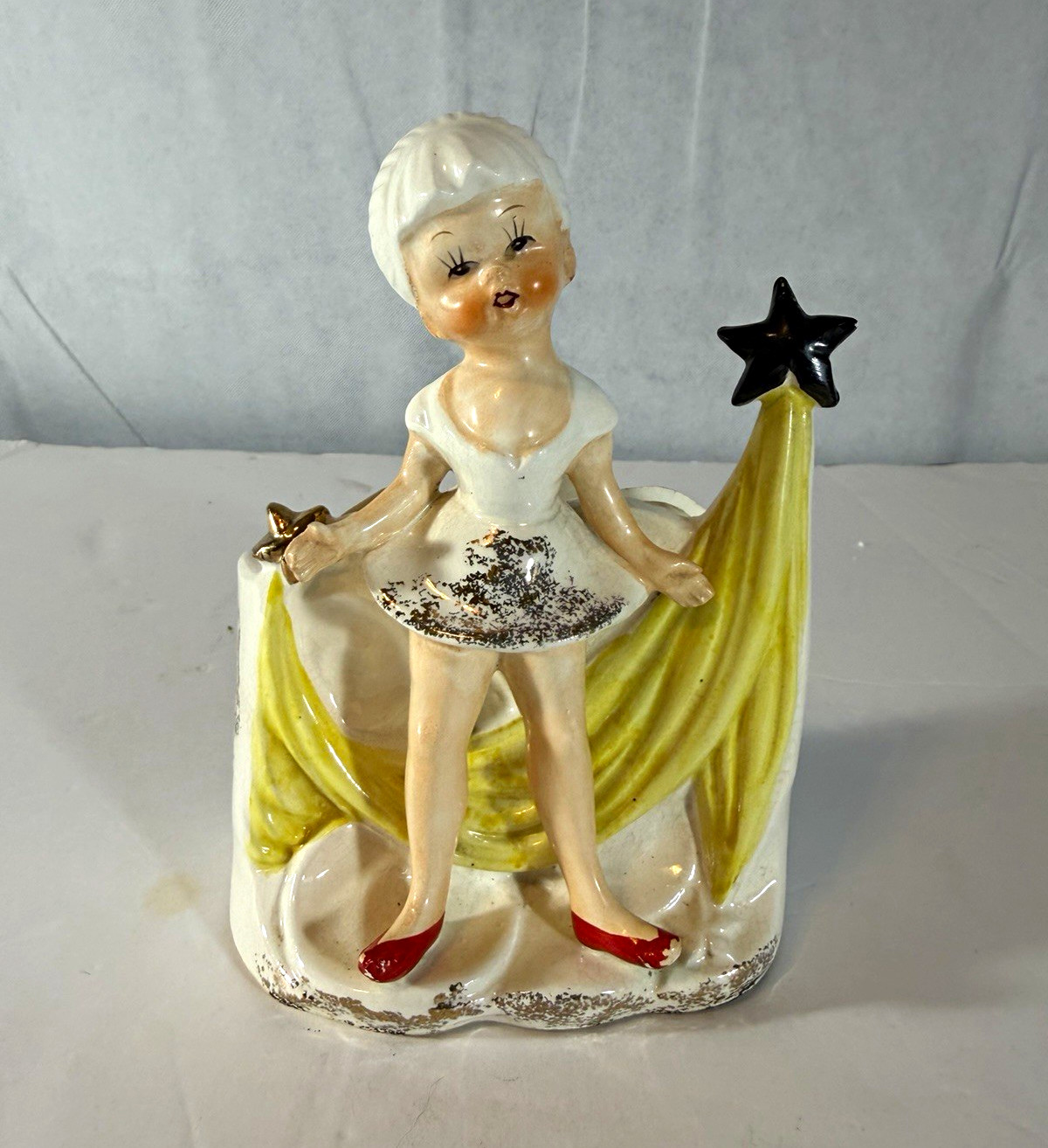 RARE Vintage 1950s Norcrest Girl Ballerina with Shooting Star Planter Japan RARE Vintage 1950s Norcrest Girl Ballerina with Shooting Star Planter Japan