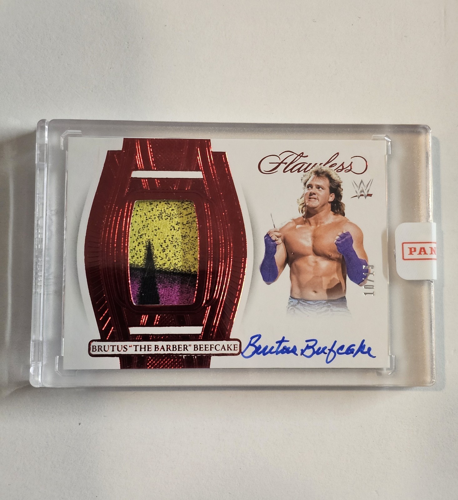 2024 Flawless WWE Brutus The Barber Beefcake Patch ON CARD Auto Ruby #\'d 10/15 ✨
